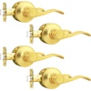 image:imageProbrico Wave Shape Passage Door Lever Satin Nickel Keyless Handle for Hall and Closet Interior NonLocking Leverset Handleset Hardware Reversible for Right and Left Handed Doors 1 PackGold