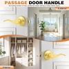 image:imageProbrico Wave Shape Passage Door Lever Satin Nickel Keyless Handle for Hall and Closet Interior NonLocking Leverset Handleset Hardware Reversible for Right and Left Handed Doors 1 PackGold