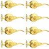 image:imageProbrico Wave Shape Passage Door Lever Satin Nickel Keyless Handle for Hall and Closet Interior NonLocking Leverset Handleset Hardware Reversible for Right and Left Handed Doors 1 PackGold