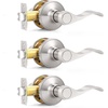 image:imageProbrico Wave Shape Passage Door Lever Satin Nickel Keyless Handle for Hall and Closet Interior NonLocking Leverset Handleset Hardware Reversible for Right and Left Handed Doors 1 PackSatin Nickel