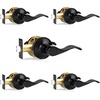 image:imageProbrico Wave Shape Passage Door Lever Satin Nickel Keyless Handle for Hall and Closet Interior NonLocking Leverset Handleset Hardware Reversible for Right and Left Handed Doors 1 PackBlack