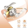 image:imageProbrico Wave Shape Passage Door Lever Satin Nickel Keyless Handle for Hall and Closet Interior NonLocking Leverset Handleset Hardware Reversible for Right and Left Handed Doors 1 PackSatin Nickel