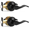 image:imageProbrico Wave Shape Passage Door Lever Satin Nickel Keyless Handle for Hall and Closet Interior NonLocking Leverset Handleset Hardware Reversible for Right and Left Handed Doors 1 PackBlack