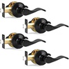 image:imageProbrico Wave Shape Passage Door Lever Satin Nickel Keyless Handle for Hall and Closet Interior NonLocking Leverset Handleset Hardware Reversible for Right and Left Handed Doors 1 PackBlack