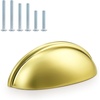 image:image5 PackProbrico Gold Cabinet Handles Bin Cup Drawer Pulls 3 Inch76mm Hole Center Cabinet Cup Pulls Kitchen Cabinet Hardware Shell Style Drawer Handles Knobs Modern Cabinet Pulls for Dresser Closet