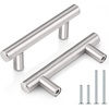 image:imageProbrico 12 Pack Modern Cabinet Hardware Black Bathroom Cupboard Pull Kitchen Cabinet T Bar Handle Dresser Knobs Set  334 inch CenterBrushed Nickel