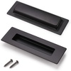 image:imageProbrico 2 Pack Black Rectangular Recessed Flush Handles Sliding Door Pulls Stainless Steel Closet Door Finger Pulls 6 Inch150mm Length Flush Pull Handles