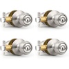 image:imageProbrico 2 Pack Keyed Alike Locks for Exterior and Interior Doors Brushed Nickel Stainless Steel Entrance Door Knobs Round Ball Keyed Entry Door Knobs with Same Keys for Bedroom Bathroom4 Pack