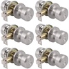 image:imageProbrico 6 Pack Keyless Door Knobs Packs Passage Door Locks Brushed Nickel Stainless Steel Hardware for Bathroom Childrens Room Universal Lock with Adjustable Latch