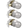 image:imageProbrico Ball Passage Door Knobs Handles Hall Closet Keyless Door Lock in Brushed Nickel Finish 3 Pack
