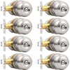 image:imageProbrico Black Door Knobs Flat Ball Interior BathBed Doorknobs Keyless Door Handles Locks for Bedroom Bathroom Privacy Function 10 PackBrushed Nickel