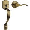 image:imageProbrico Black Lower Half Front Entry Handleset Heavy Duty Entry Door Handle with Interior Reversible Handed Lever Lock Grip Handle with Wave Lever Keyless Door Locks 1PackAntique Brass