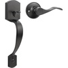 image:imageProbrico Black Lower Half Front Entry Handleset Heavy Duty Entry Door Handle with Interior Reversible Handed Lever Lock Grip Handle with Wave Lever Keyless Door Locks 1PackBlack