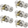 image:imageProbrico Brushed Nickel Finish Handle Knobs Keyless Privacy Interior Doors Bed and Bath Lockset 5 Pack