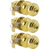 image:imageProbrico Brushed Nickel One Keyway Entrance Door Knobs Keyed Alike Door Locks Locksets for BedBath3 PackPolished Brass