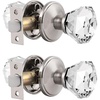 image:imageProbrico Diamond Crystal Door Knobs for Hall Closet Interior Keyless NonLocking Glass Passage Knobs Brushed Nickel Round Rosette 2 Pack