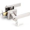 image:imageProbrico Entry Door Levers Matte Black with Keys Heavy Duty Hardware for Exterior Front and Back DoorLockable Keyed Entrance LockUniversal HandlingTransitional Style 1 PackBrushed Nickel