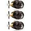image:imageProbrico Entry Door Locks Keyed Alike Entrance Round Door Knobs Interior Door Locksets Exterior Doorknob with Lock Oil Rubbed Bronze 3 Pack