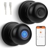 image:imageProbrico Fingerprint Door Lock Smart Door Knob Fingerprint Door Knob with APP Control for Bedroom Garage Office Closet Apartment Round Electronic Door Lock Satin NickelFlat Black