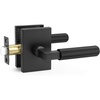 image:imageProbrico Gold Door Handle Knurled Lever Heavy Duty Interior Door Handles for Bedroom Bathroom Reversible Left amp Right Handed Gold Privacy Door HandleMatte Black