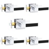 image:imageProbrico Heavy Duty Square Door Handle with Black Leather Hand Lever Keyless Passage Interior Door Levers for Hallway or Closet Polished Chrome 5 Pack