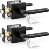 image:imageProbrico Interior Passage Door Handles 10 Pack Brushed Nickel NonLocking Square Levers for Closet Hallway Reversible Heavy Duty HardwareMatte Black