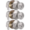 image:imageProbrico Keyed Alike Entry Door KnobsTulip Shape Entrance Locks in Brushed NickelInterior Door Lockset with Same Keys One Keyway Exterior Handles3 Pack