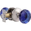 image:imageProbrico NonLocking Keyless Door Knob Interior for HallwayCloset 1 Pack Round Faceted Diamond Shape Blue Glass Door Knobs Passage Heavy Duty Crystal Door Knobs with Brushed Nickel Finish Rosette