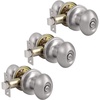 image:imageProbrico Oval Brushed Nickel Privacy Door Knobs Keyless Interior Door Locks Egg Shape BathBed Door Handles 3 Pack