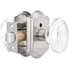 image:imageProbrico Oval Crystal Door Knob with Lock Heavy Duty Clear Glass BedBath Privacy Lock with Brushed Nickel Arched Rosette1 Pack