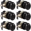image:imageProbrico Passage Door Knobs Handles Interior HallCloset Keyless Egg Style Locksets Oval Door Knob in Flat Black Finish 6 Pack