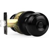 image:imageProbrico Privacy Interior Door Knobs Bed and Bath Handles Keyless Sain Nickel Locksets 6 PackBlack
