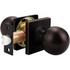 image:imageProbrico Round Passage Door Knob for HallCloset Oil Rubbed Bronze Interior Keyless Door Knob with Square Rosette 1 Pack