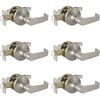 image:imageProbrico Satin Nickel Heavy Duty Passage Door Levers Interior HallCloset NonLocking Handles LeftRight Handed Contractor Pack 6 Pack