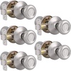image:imageProbrico Tulip Style Passage Door Knobs Hall Closet NonLocking Handles Keyless Interior Door Handlesets in Brushed Nickel Without Key 5 Pack
