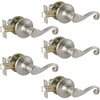 image:imageProbrico Wave Style HallCloset Door Levers Satin Nickel Passage Door Levers NonLocking Interior Handles Contractor Pack 5 Pack