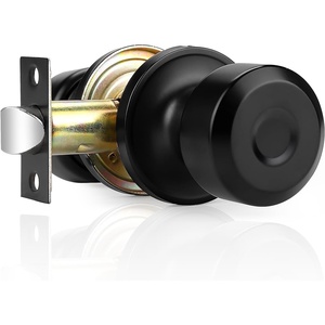 image:imageProbrico 10 Pack Black Privacy Locks Keyless Interior Door Knobs Cylindrical Shape Knob Contemporary Hardware for Bathroom BedroomBlack