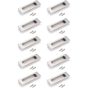 image:imageProbrico 10 Pack Brushed Nickel Recessed Sliding Pulls Rectangular Flush Finger Pulls Stainless Steel Sliding Door Handles 472 Length Recessed Flush Handles Recessed Door Pull Handles