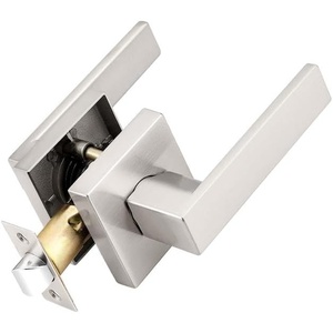 image:imageProbrico 10 Pack Square Brushed Gold Passage Door Handle Heavy Duty Keyless Door Lever Lock for Hallway Closet Interior Satin Brass Door Knobs LocksetBrushed Nickel
