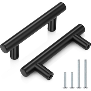 image:imageProbrico 12 Pack Modern Cabinet Hardware Black Bathroom Cupboard Pull Kitchen Cabinet T Bar Handle Dresser Knobs Set  334 inch CenterBlack