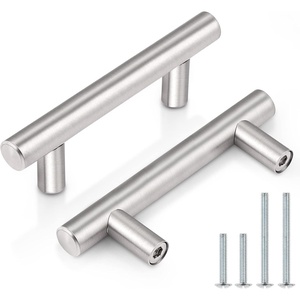 image:imageProbrico 12 Pack Modern Cabinet Hardware Black Bathroom Cupboard Pull Kitchen Cabinet T Bar Handle Dresser Knobs Set  334 inch CenterBrushed Nickel