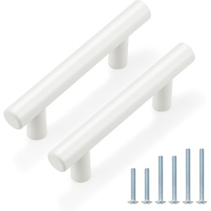 image:imageProbrico 12 Pack Modern Cabinet Hardware Black Bathroom Cupboard Pull Kitchen Cabinet T Bar Handle Dresser Knobs Set  334 inch CenterWhite