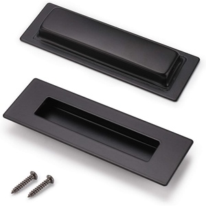 image:imageProbrico 2 Pack Black Rectangular Recessed Flush Handles Sliding Door Pulls Stainless Steel Closet Door Finger Pulls 6 Inch150mm Length Flush Pull Handles