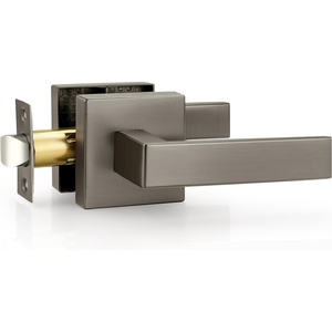 image:imageProbrico 2 Pack Different Keys Door Levers Gold Keyed Differently Square Handles with Lock for Interior Exterior DoorsGunmetal Black