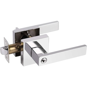 image:imageProbrico 2 Pack Different Keys Door Levers Gold Keyed Differently Square Handles with Lock for Interior Exterior DoorsPolished Chrome