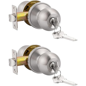 image:imageProbrico 2 Pack Keyed Alike Door Knobs Combo Pack Brushed Nickel Ball Entry Door Knobs Entrance Lockset Interior Exterior Single Cylinder Door Lock