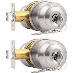 image:imageProbrico 2 Pack Keyed Alike Locks Entry Door Knobs Entrance Lock Sets in Brushed Nickel Combo Pack Exterior Interior Keyed Knobs