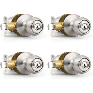 image:imageProbrico 2 Pack Keyed Alike Locks for Exterior and Interior Doors Brushed Nickel Stainless Steel Entrance Door Knobs Round Ball Keyed Entry Door Knobs with Same Keys for Bedroom Bathroom4 Pack