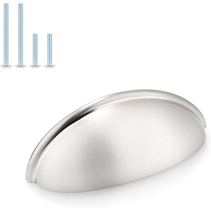 image:imageProbrico 25 Pack Satin Nickel Drawer Handles Kitchen Cabinet Hardware 3 Inch Hole Center Cabinet Cup Pulls Bin Cup Cabinet Handles Modern Drawer Handles Knobs