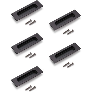 image:imageProbrico 5 Pack Black Recessed Flush Pulls Rectangular Recessed Sliding Finger Pulls Stainless Steel Sliding Door Handles 472 Length Recessed Flush Handles Recessed Door Pull Handles